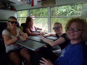 Denise, Michelle, Marina and AJ playing cards 