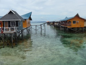 Resorts with waste dropping into the sea