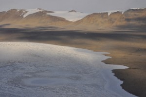 Barren lower hills on the other side