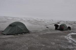 My tent (left)- a night on the glacier