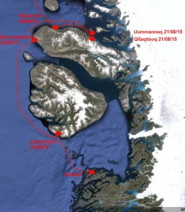 Route map- Disko Bay & Umank