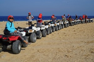 The van broke down (L); My first ride on a quad bike (M); My instructor (R)